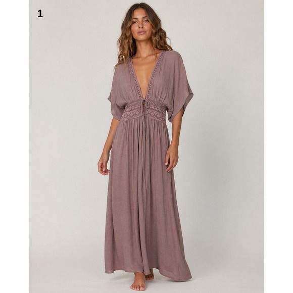 Lulus Dresses & Skirts - Lulus Long Duster Hippie Boho Festival Womens Medium Pink Lace Coquette